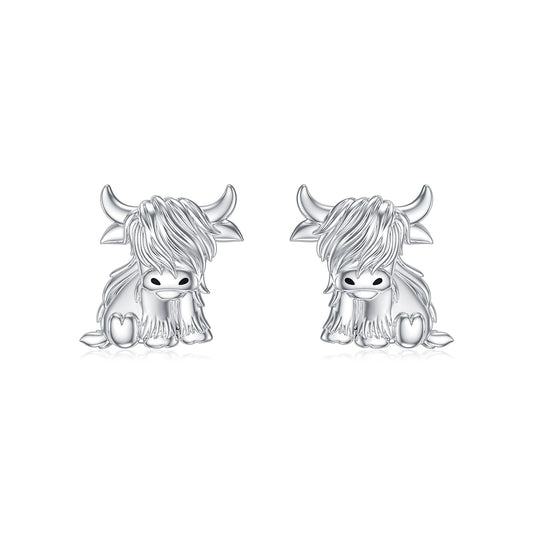 Highland Cow Earrings 925 Sterling Silver Cow Studs Earrings Highland Cow Jewelry Gifts