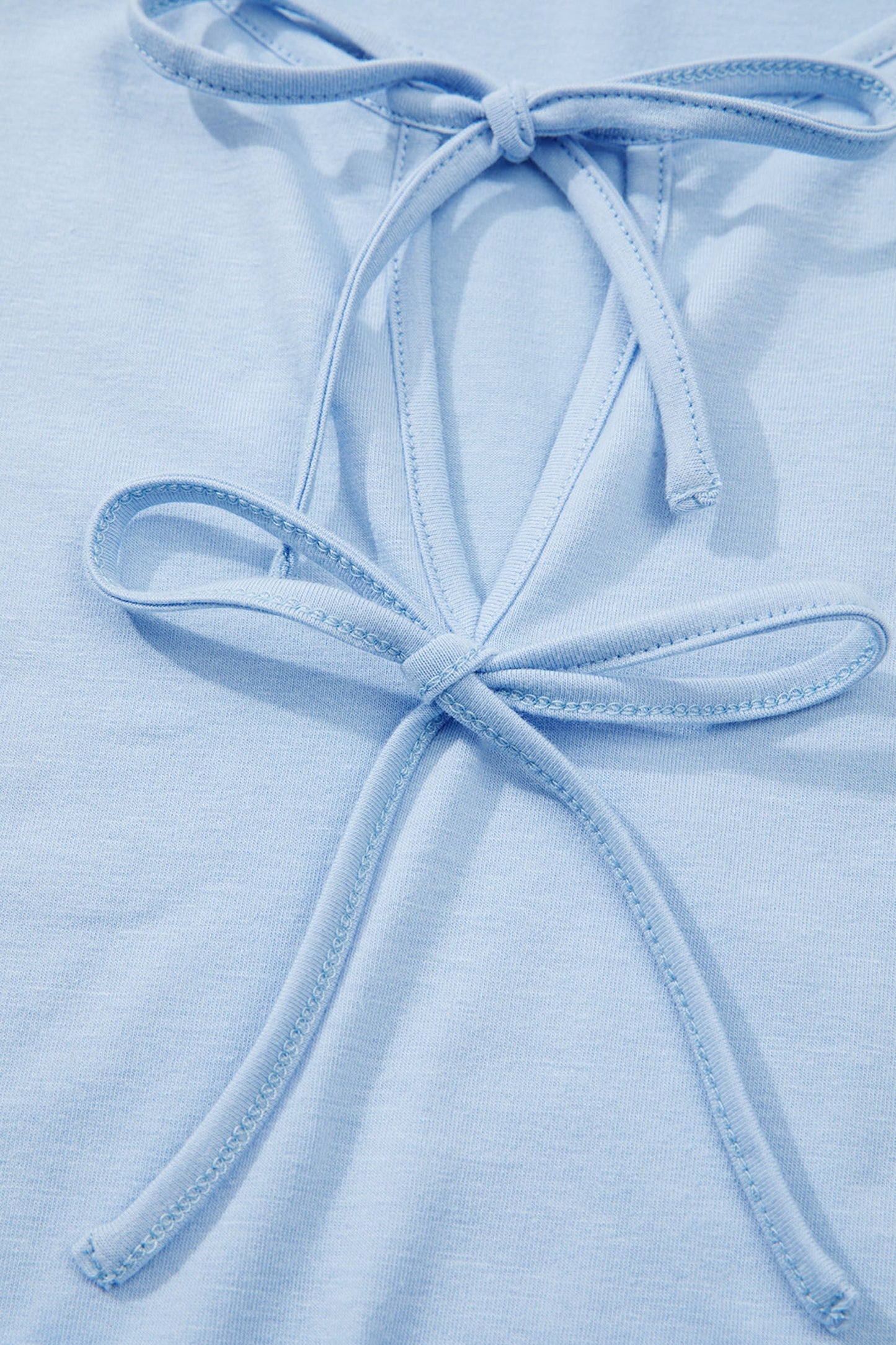 Beau Blue Plus Size Solid Color Bow Tie Peplum Tank Top