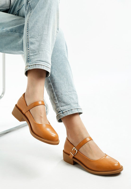 Ejeta  Faux Leather Mary Jane Shoes