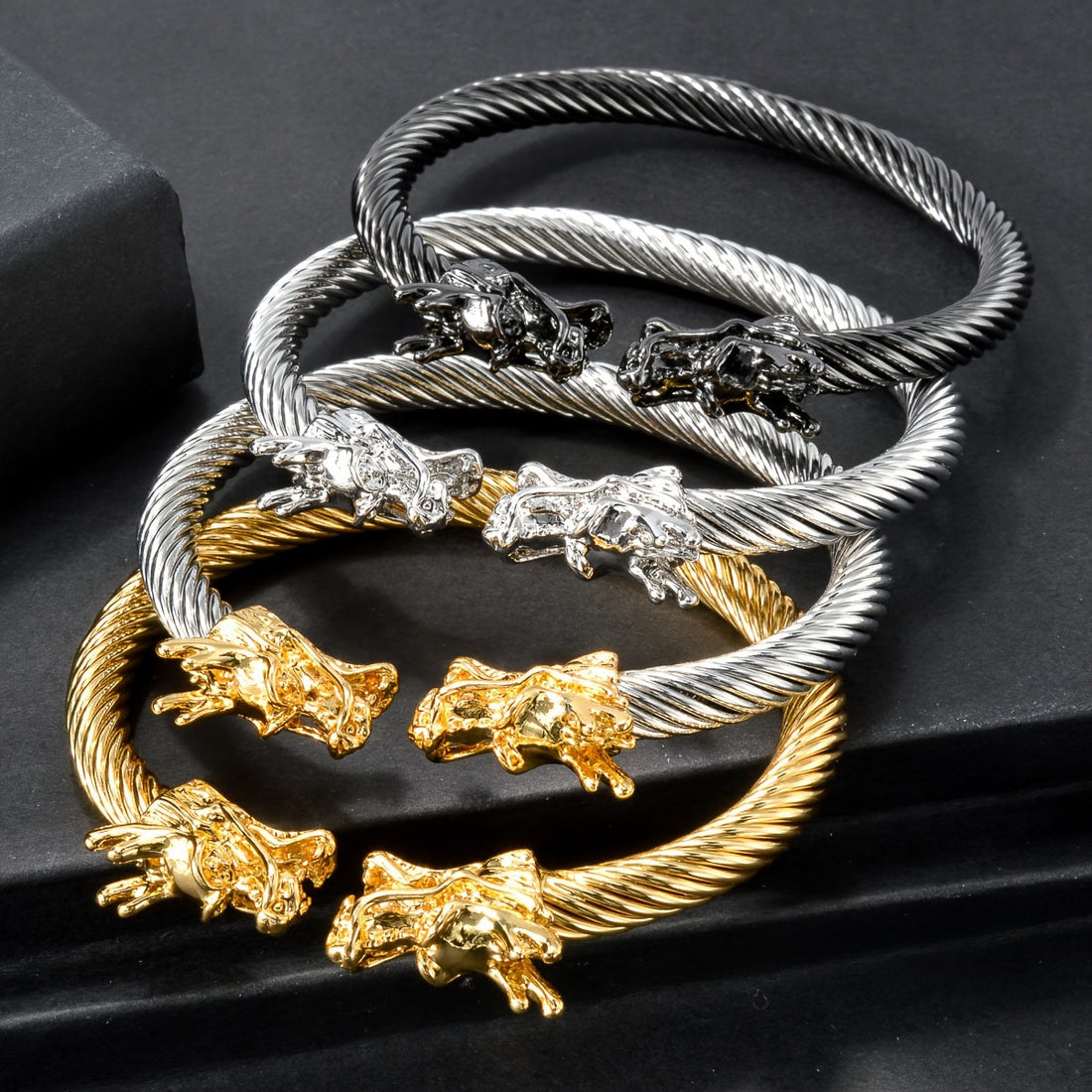Double Dragon Copper Bracelet – Rock &amp; Hip-Hop Style, Unisex