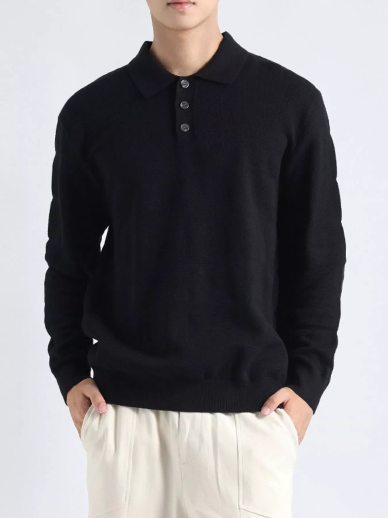 Men's Plus Size Button Detail Long Sleeve Knit Top - Loving It Shop