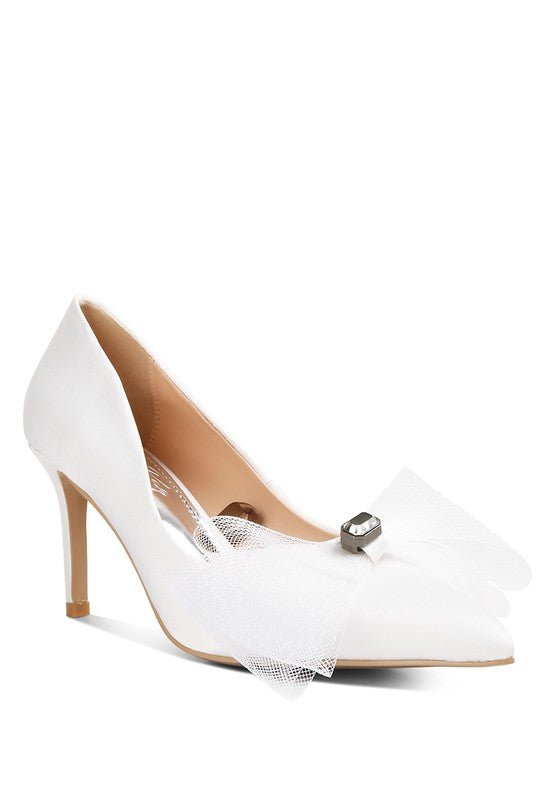 Odette Diamante Embellished Bow Stiletto Pumps - Loving It Shop