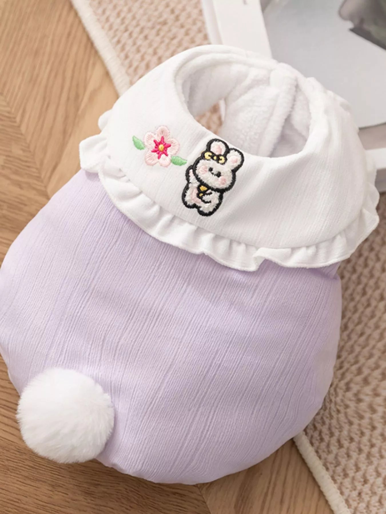 Button - Down Pet Jumpsuit with Ruffle Collar - Loving It Shop