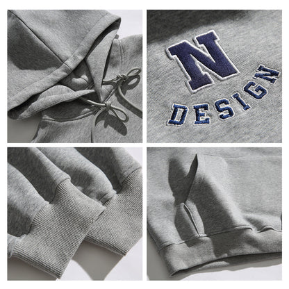 Simple Letter Embroidery Couple Hoodies Men And Women Casual Sweatshirt