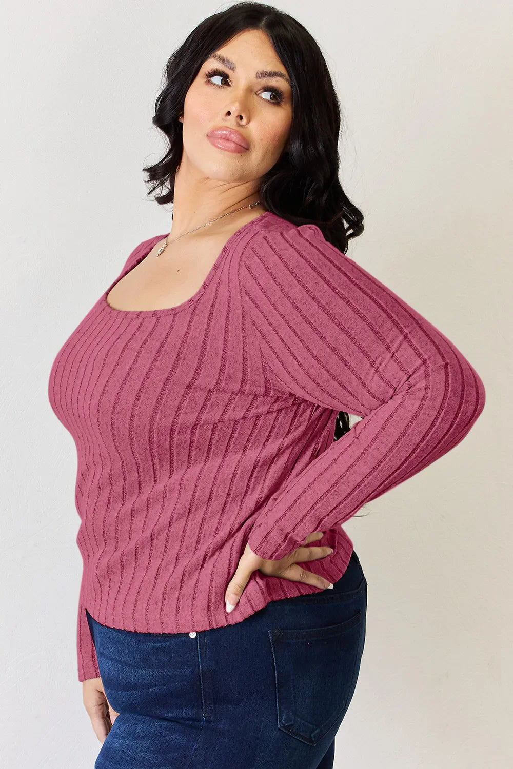 Full Size Ribbed Long Sleeve T-Shirt