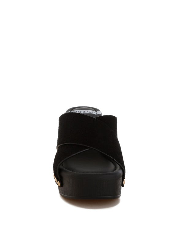 Mearsk Genuine Suede Leather Clogs