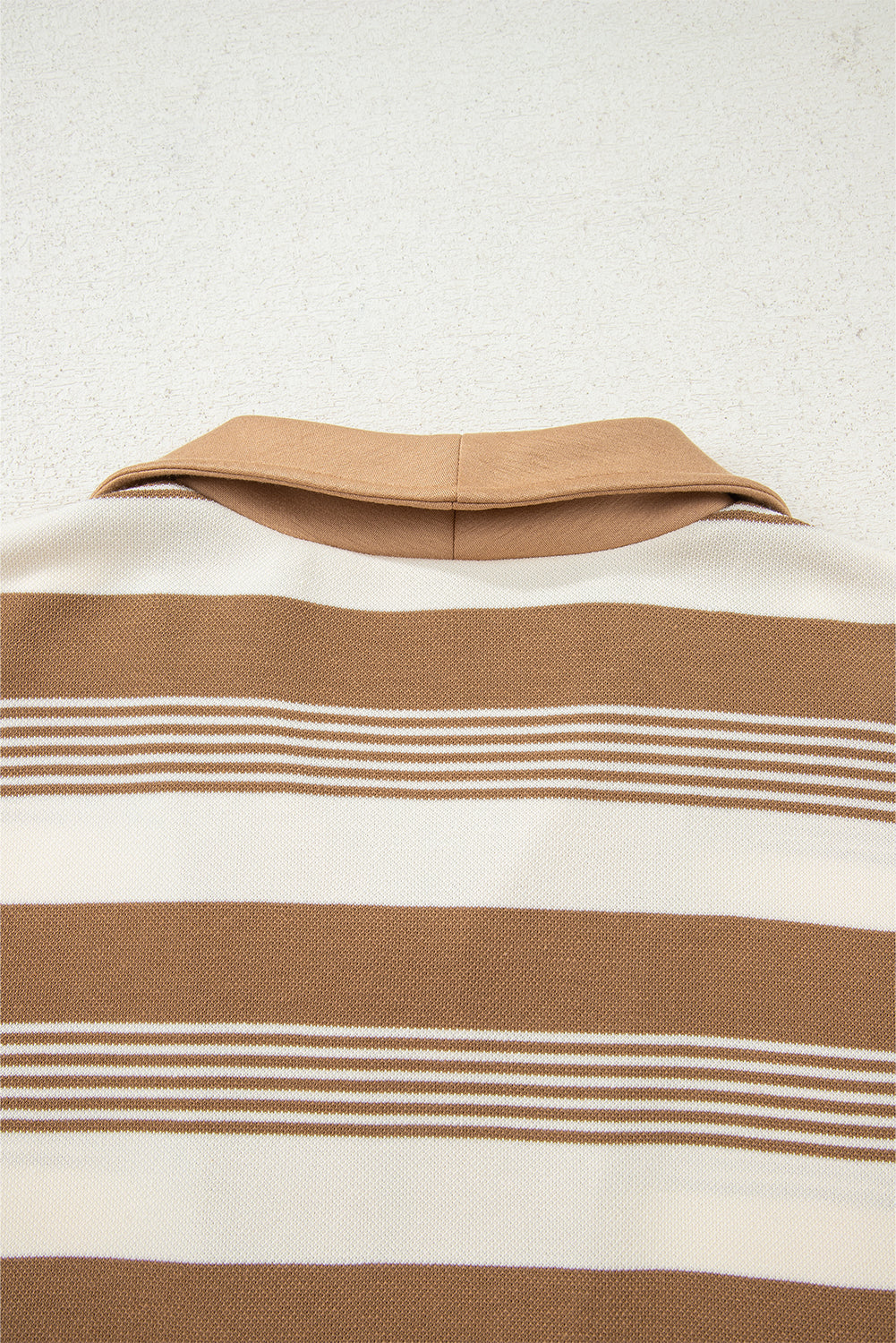 Khaki Stripe Zip Collar Patchwork Vintage Fashion Sweatshirt
