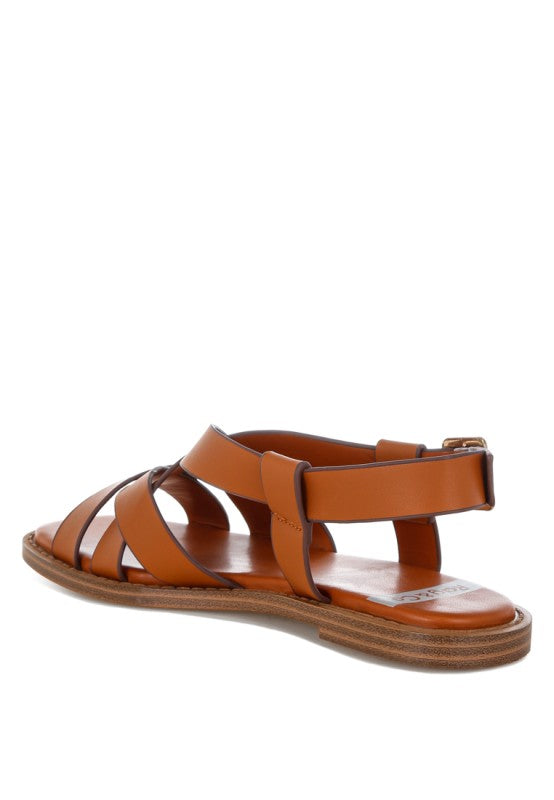 Kapaka Real Leather Flat Gladiator Sandals
