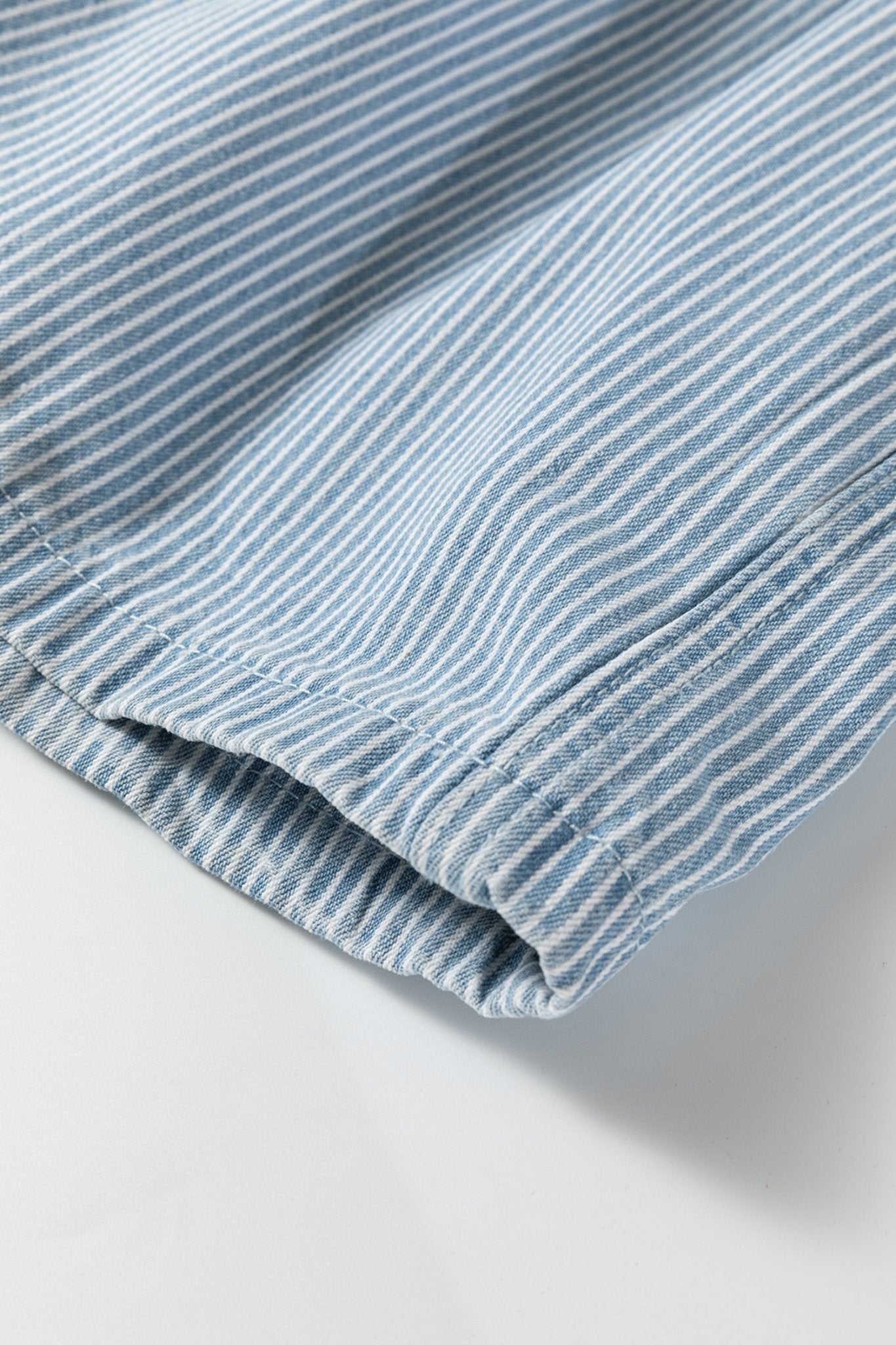 Sky Blue Stripe Drawstring Elastic Waist Casual Denim Shorts - Loving It Shop