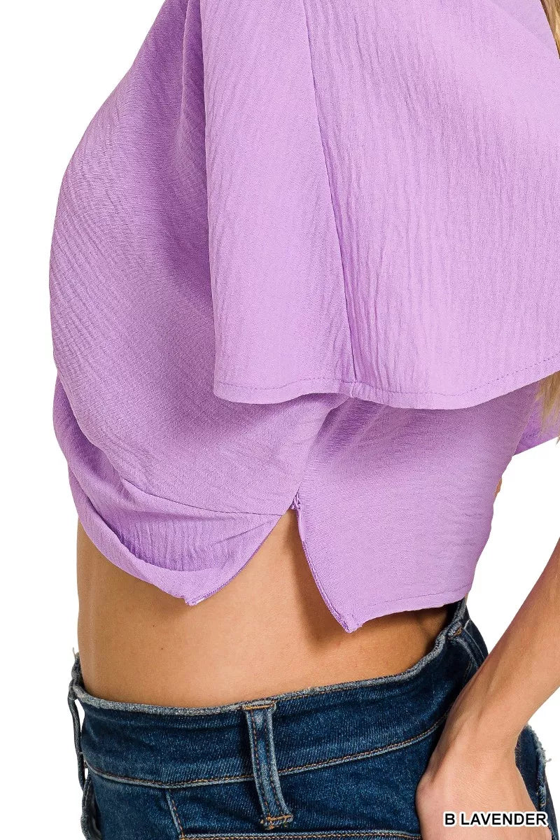 Woven Airflow Twisted Top & Wide Leg Pants Set