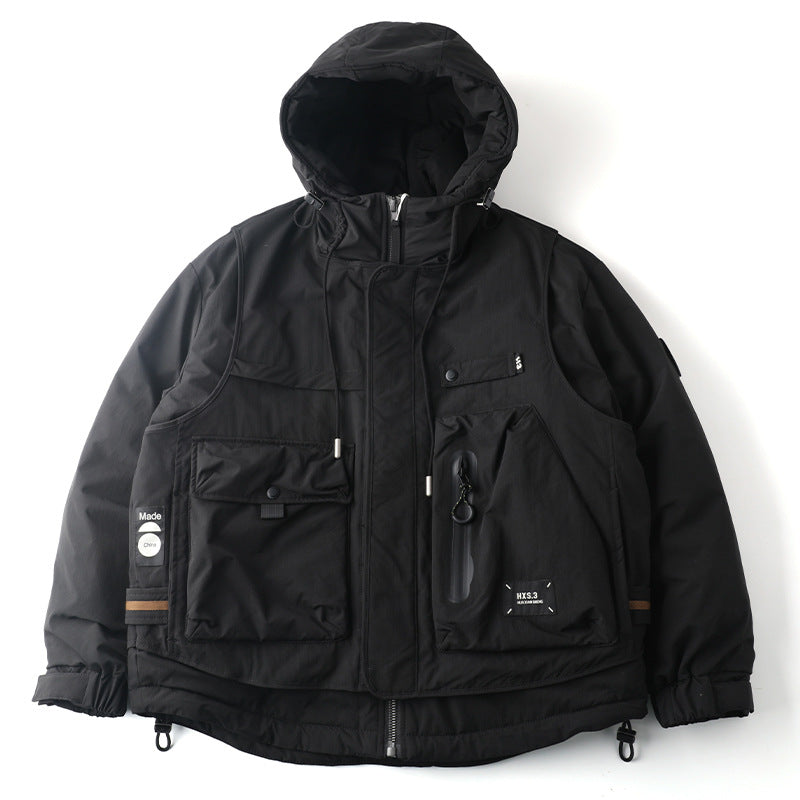 Loose Outdoor Multi-pocket Winter Workwear Hooded Down Jacket