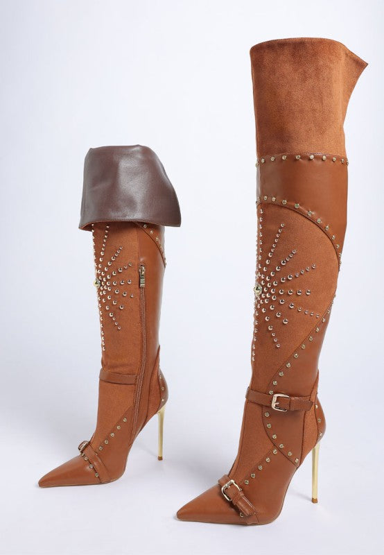 Medira Pointed Toe Embellished Stiletto Boots