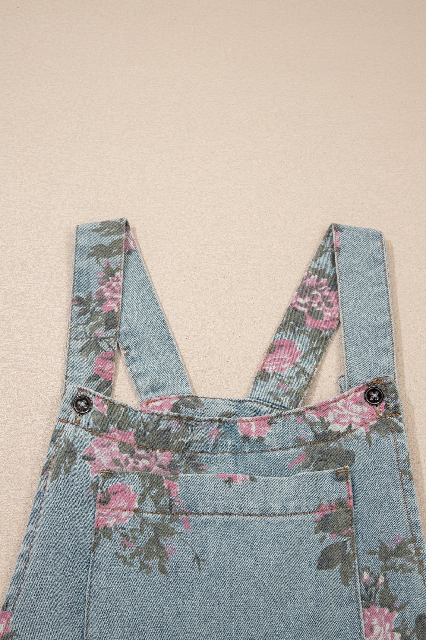 Beau Blue Floral Print Pleated High Waist Wide Leg Denim Jumpsuit - Loving It Shop