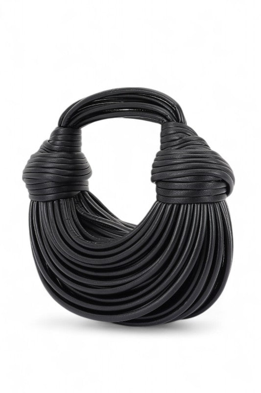 Faux Leather String Rope Top Handle Swing Bag