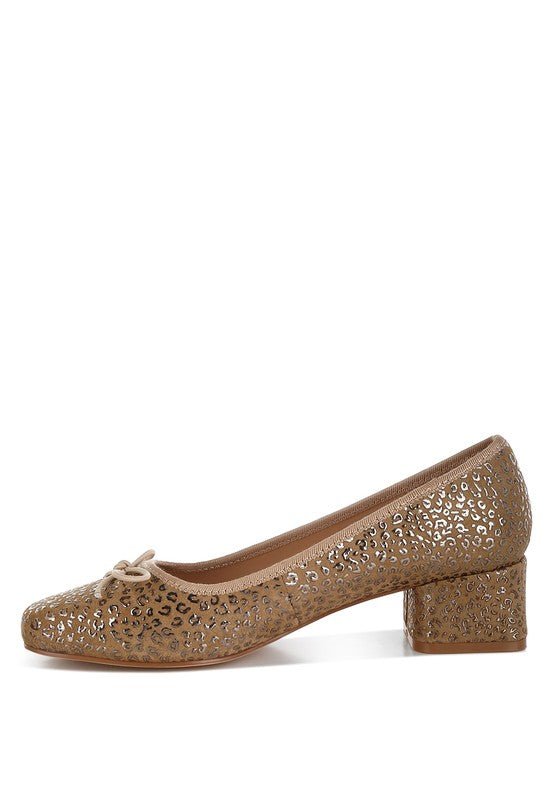 Ningen Leopard Print Block Heel Ballerinas - Loving It Shop