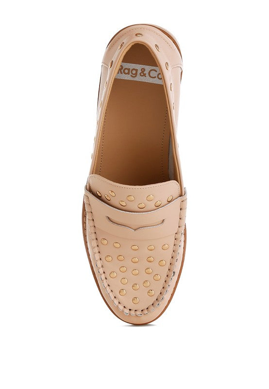 Oglavia Studs Embellished Leather Loafers