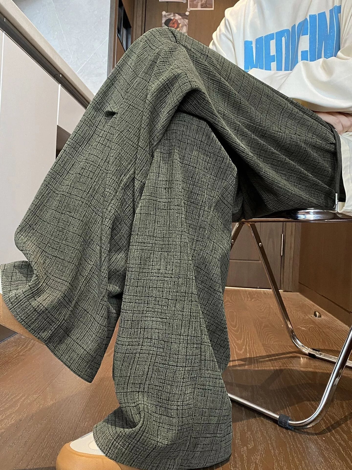 Men's Plus Size Loose Fit Plaid Casual Pants