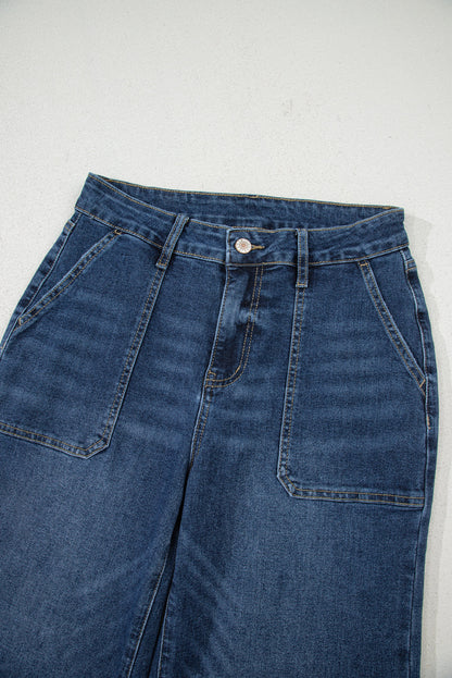 Cropped High Rise Wide Leg Jeans