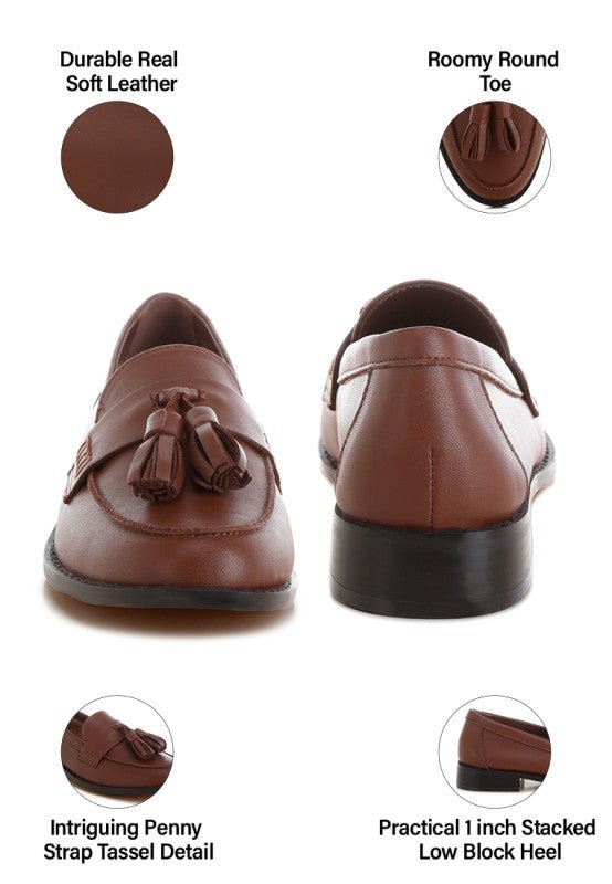 Yelena Real Leather Tassel Loafers - Loving It Shop