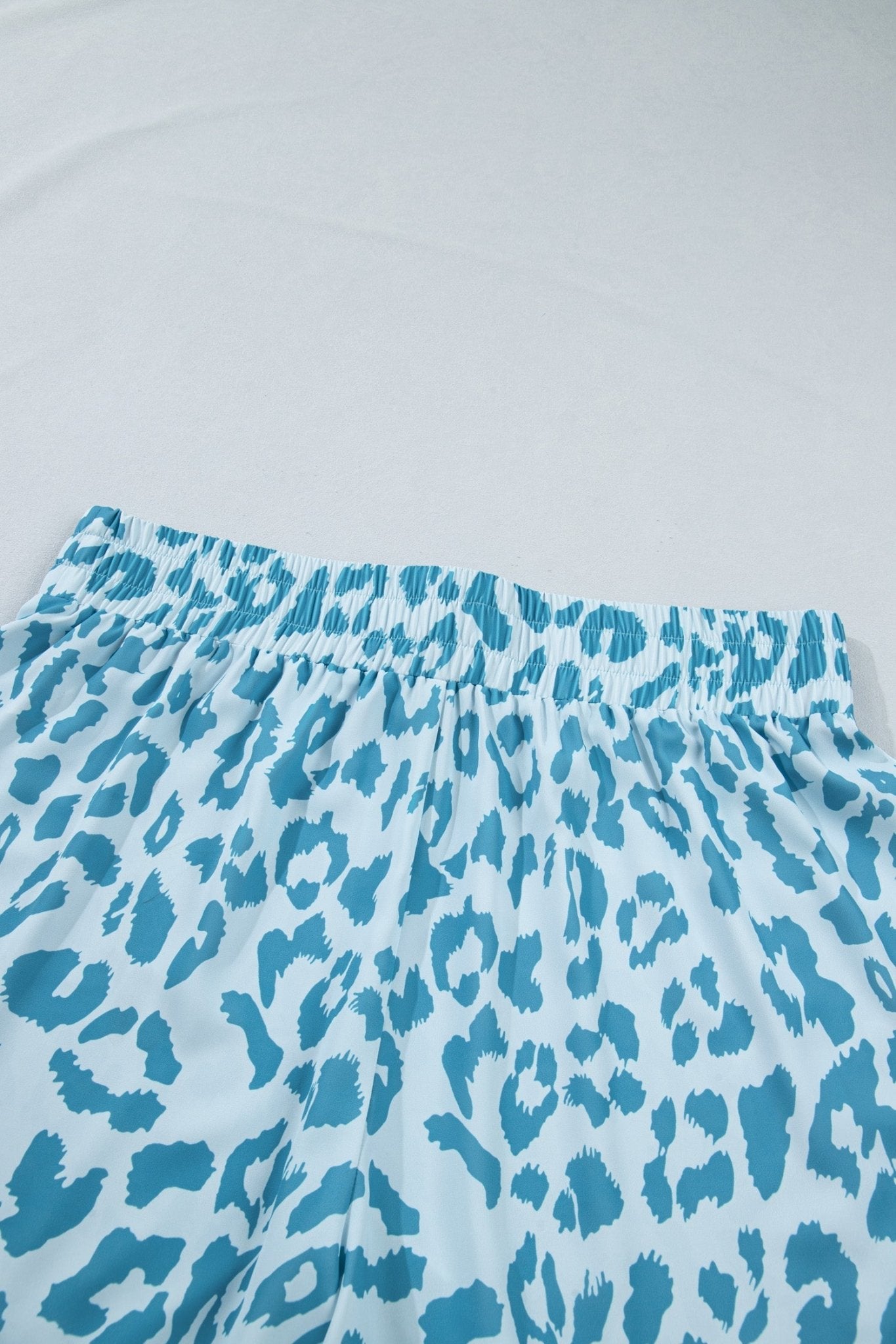 Beau Blue Plus Size Leopard Elastic Waist Athletic Shorts - Loving It Shop