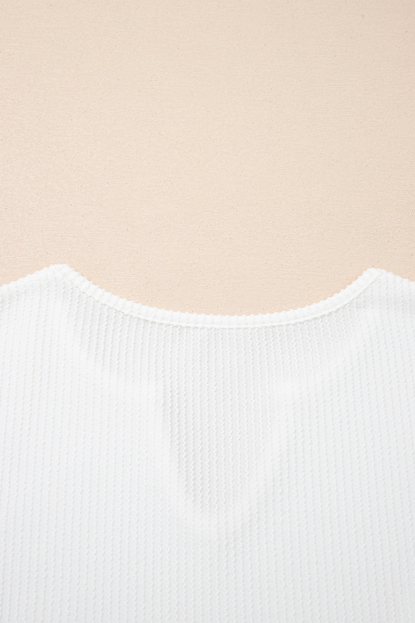 White Spiral Ribbed Raw Seam Color Block Patchwork Long Sleeve Top