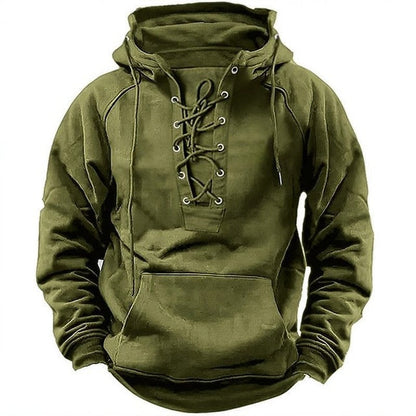 Ins Lace-up Hoodie Casual Sports Pocket Sweatshirt Men&