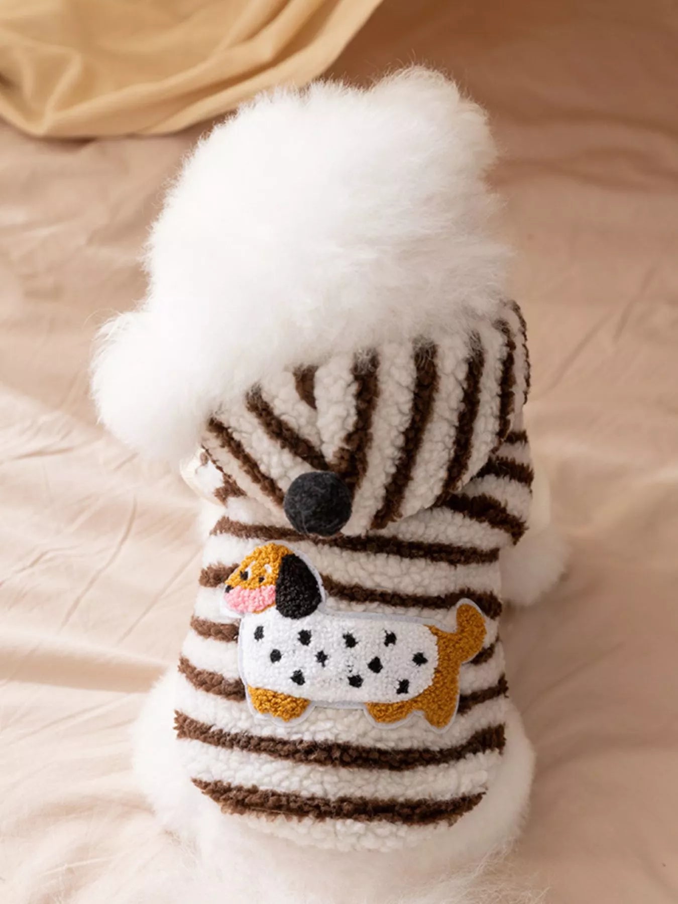 Striped Hooded Plush Pet Sweater - Loving It Shop