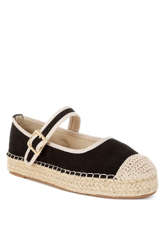 Bolean Soft Suede Leather Mary Jane Espadrilles
