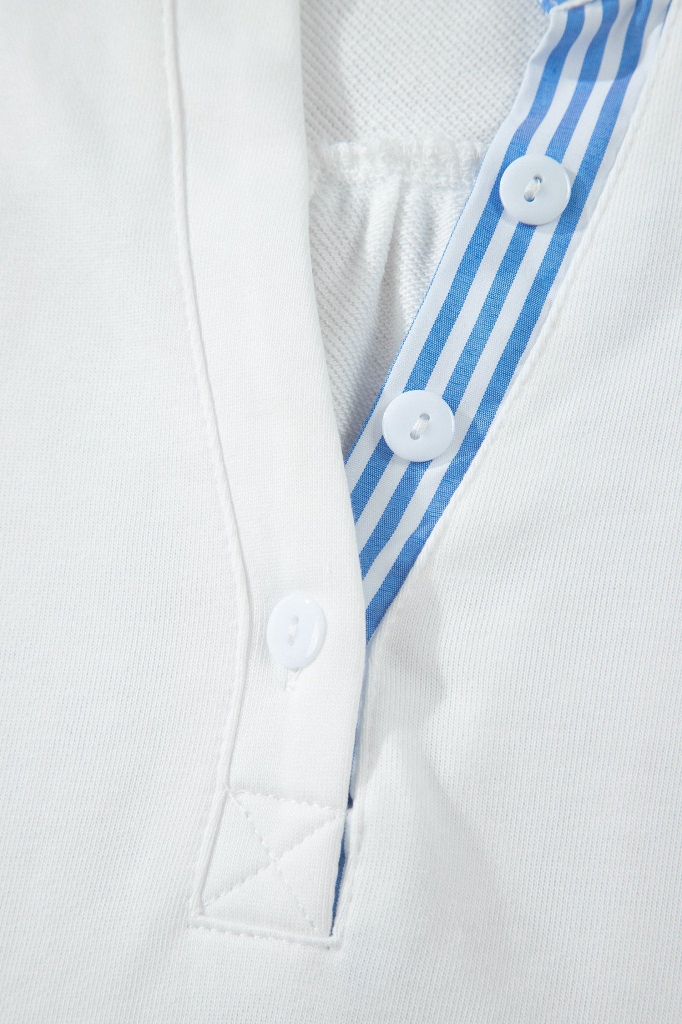 White Striped Frilled Collar Short Sleeve Blouse - Loving It Shop
