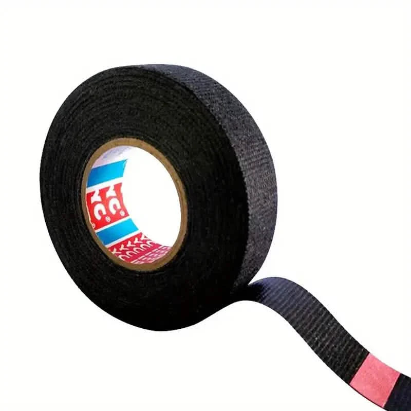 5-Meter Heat-Resistant Electrical Tape – Black Polyester for Car &amp; Cable Management