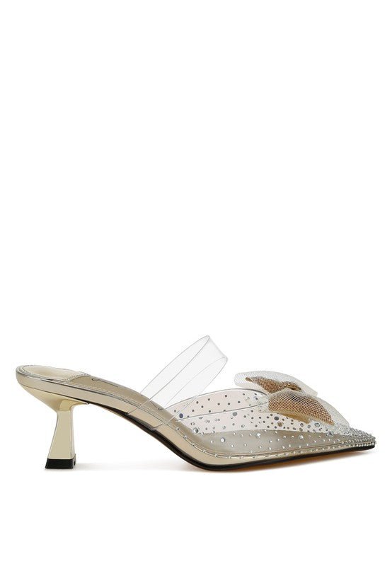 Freja Embellished Bow Kitten Heels - Loving It Shop