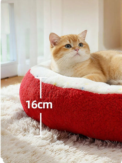 Cartoon Apple Shape Pet Nest with Plush Arms - Loving It Shop