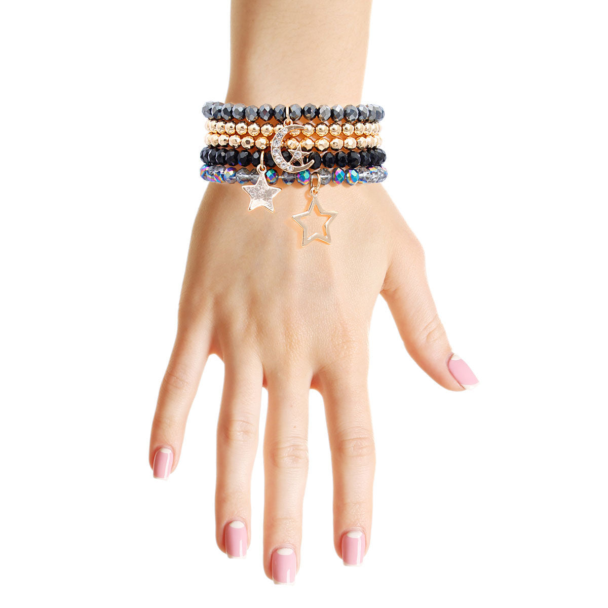 Star Bracelets Black and Gold Stylish Glass Jewelry