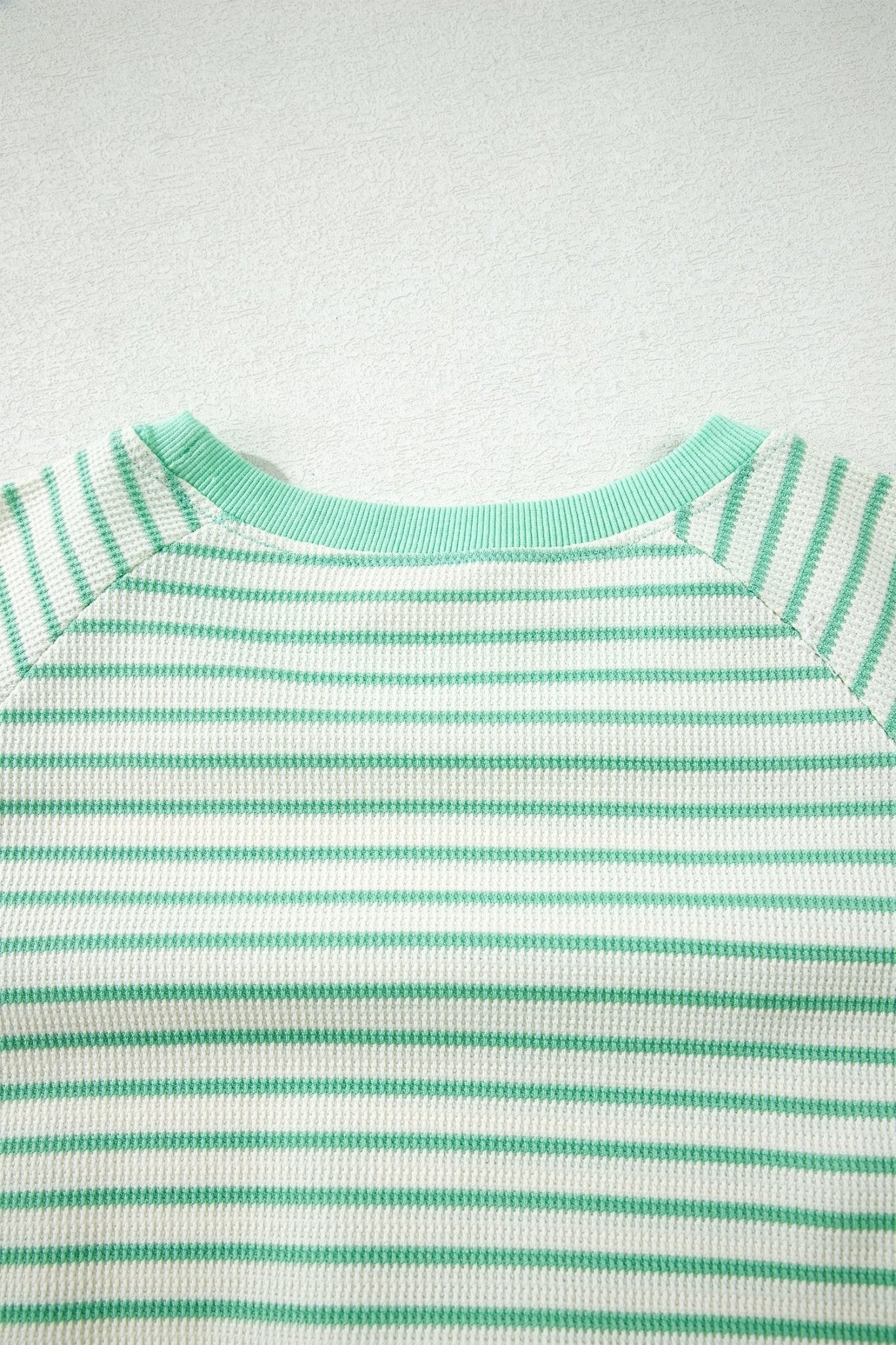 Green Stripe Colorblock Trim Round Neck Short Sleeve Tee - Loving It Shop