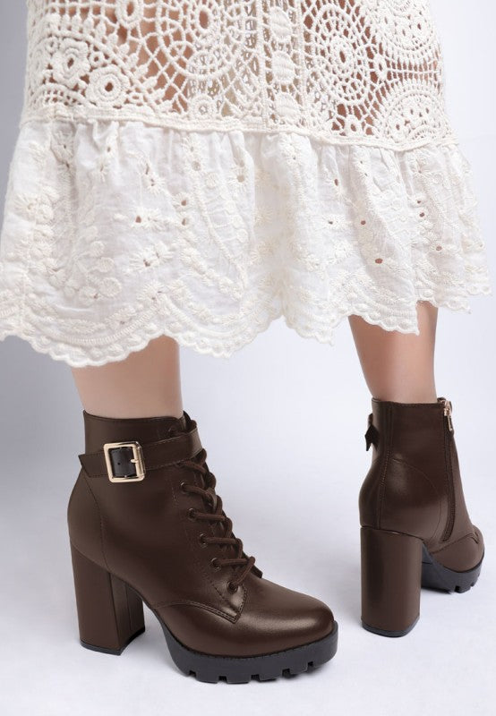 Grahams Faux Leather Lace Up Boots