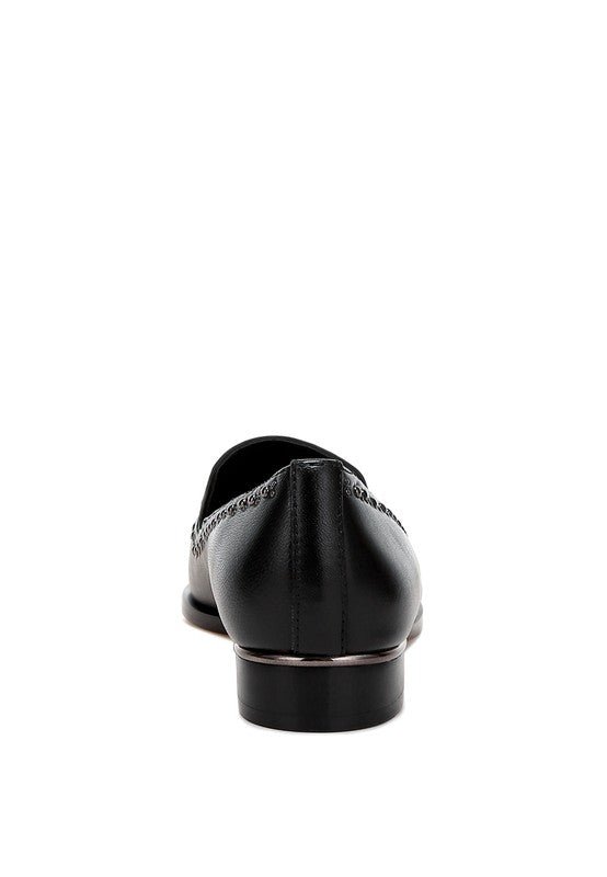 Wolferton Delicate Stud Detail Leather Loafers - Loving It Shop