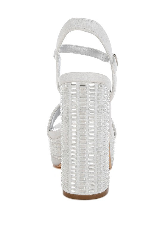 Ortage Rhinestones Embellished High Block Heels