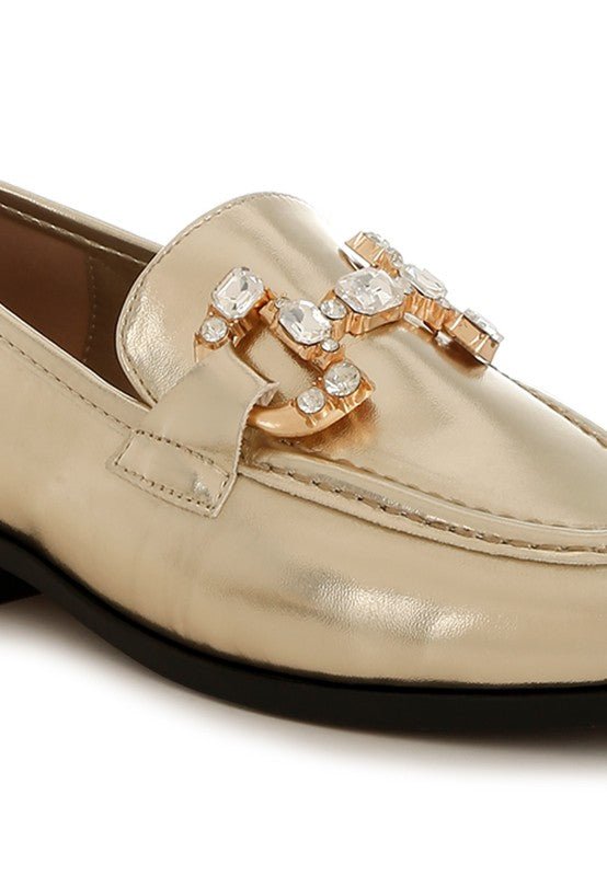 Dendron Diamante Horsebit Metallic Loafers - Loving It Shop