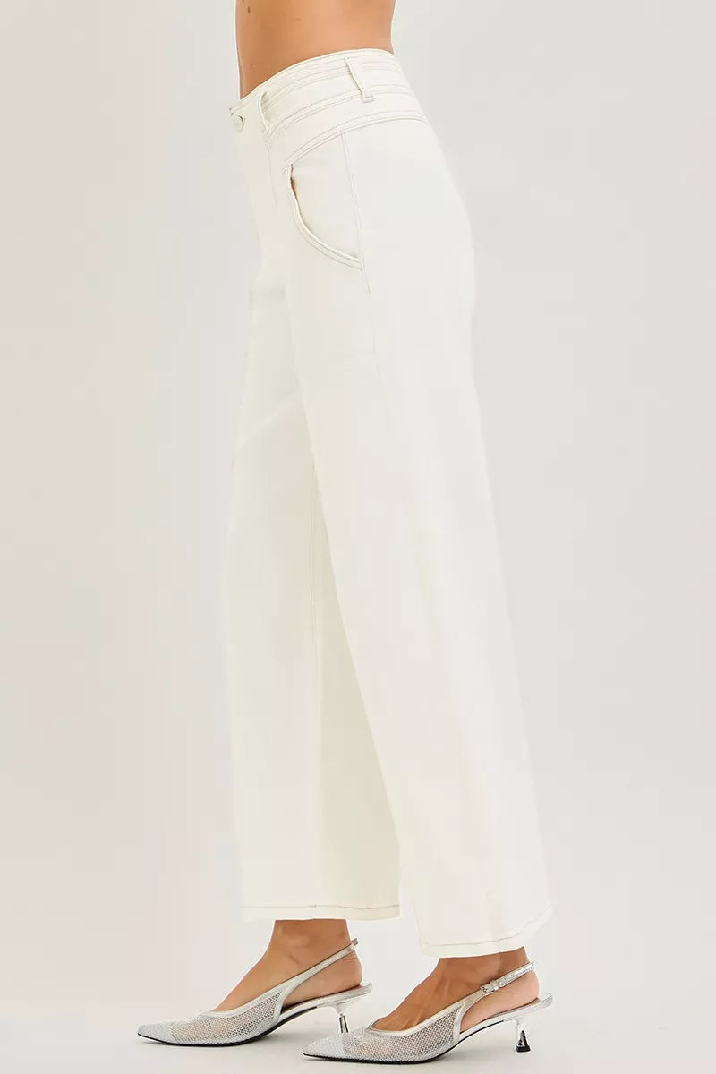 High Rise Ankle Wide Pants