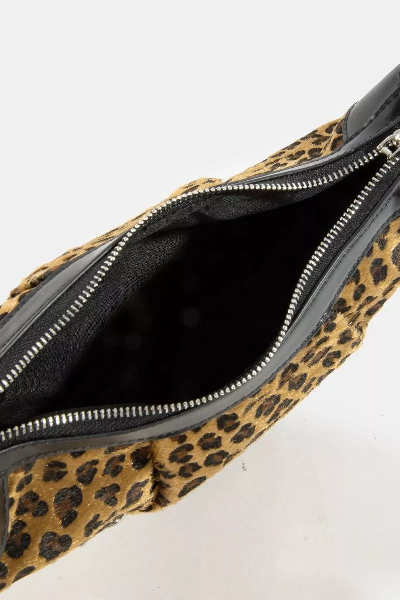 Leopard Print Half Moon Shoulder Bag