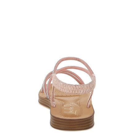 Ridayne Rhinestones Embellished Strappy Flats