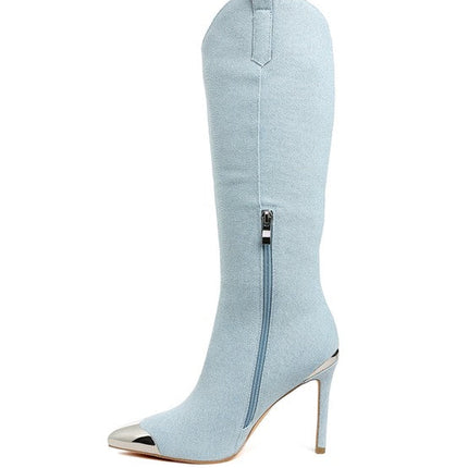 Ridda Metallic Cap Toe Denim Boots