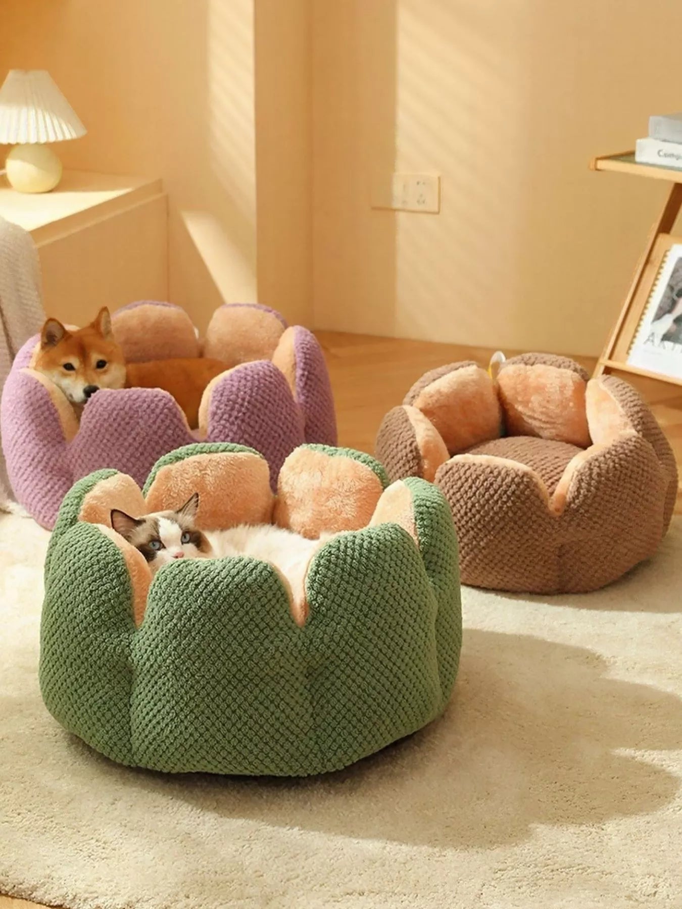 Flower Petal Plush Cozy Pet Nests - Loving It Shop