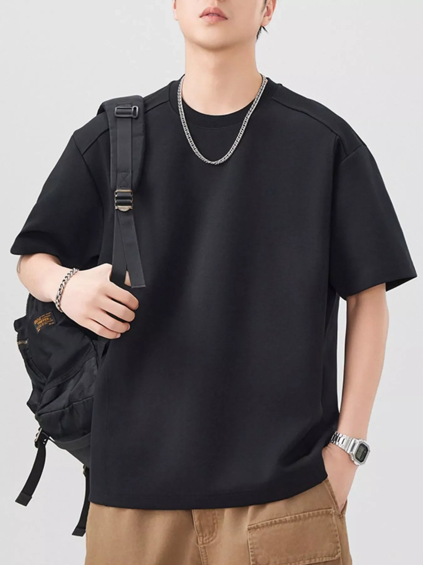 Men's Plus Size Oversized Solid Color Casual T-Shirt