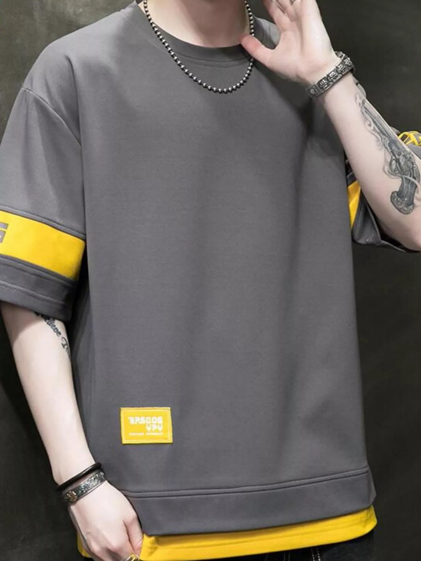 Men's Plus Size Contrast Trim Short Sleeve T-Shirt - Loving It Shop