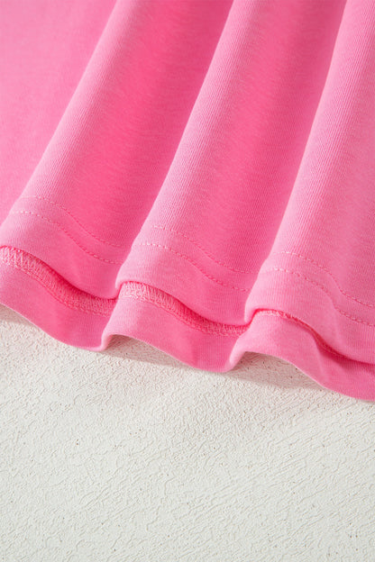 Sachet Pink Solid Cover Oversize Tee Pocketed Casual Pants 2pcs Outfit