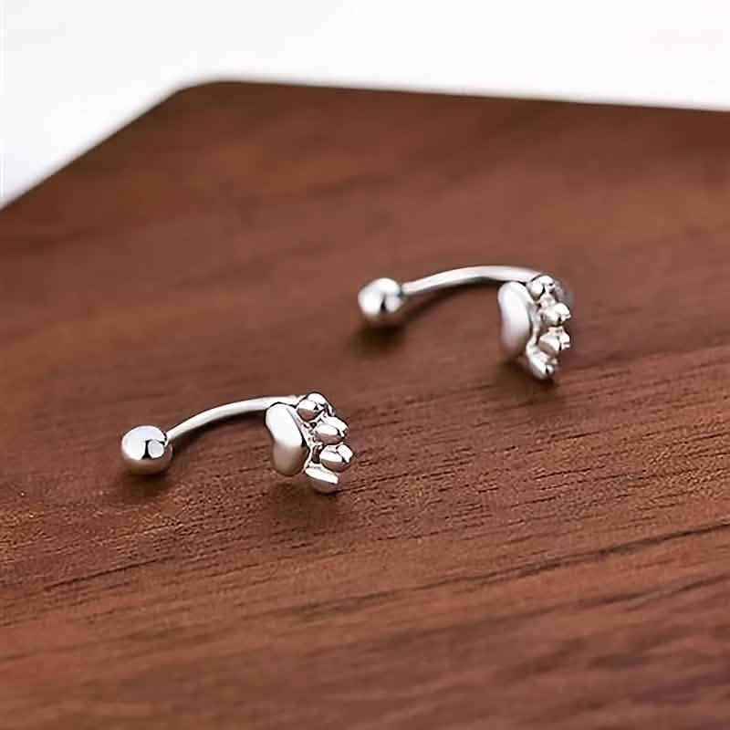 Sterling Silver Cat Paw Earrings – Screw-Back Studs, Elegant &amp;amp; Simple