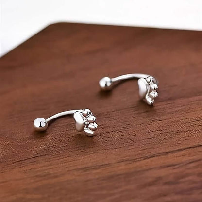 Sterling Silver Cat Paw Earrings – Screw-Back Studs, Elegant &amp;amp; Simple