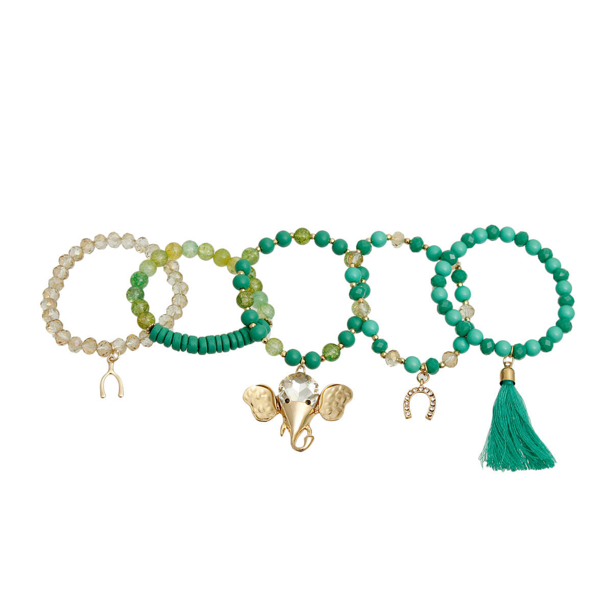 Charm Bracelets with Turquoise Beads and Elephant Accents – Trendy Fashion Jewelry