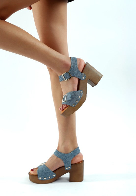 Vipasa Studded Denim Clog Sandals
